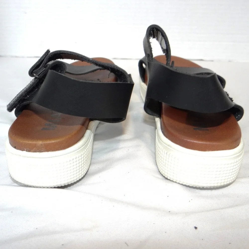 MIA Womens Black Faux Leather Platform Sandals‎ Ankle Strap Hook Loop Size 5.5